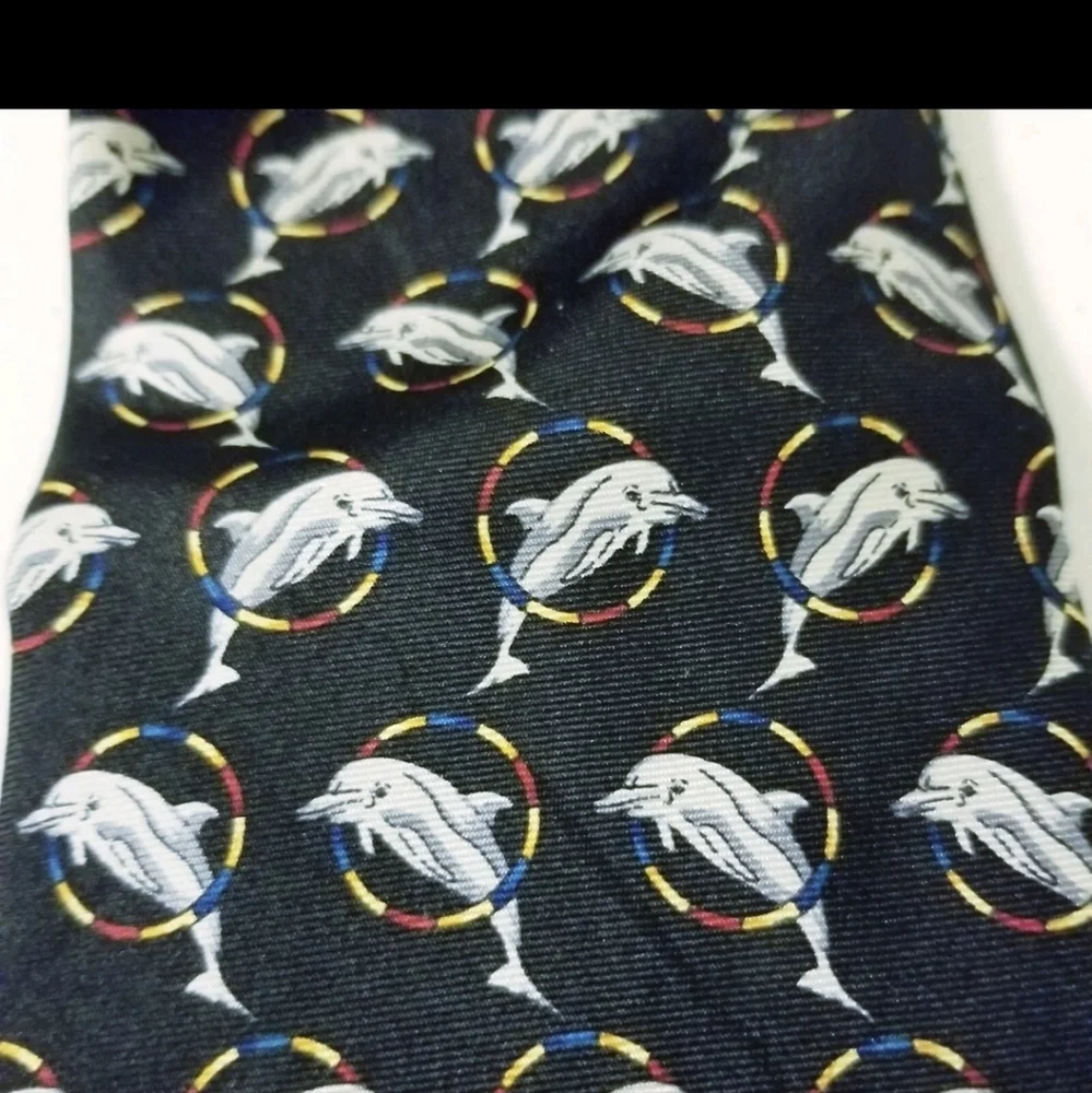 Brooks Brothers Men's Silk Tie Dolphins Hoop 55 In Classic